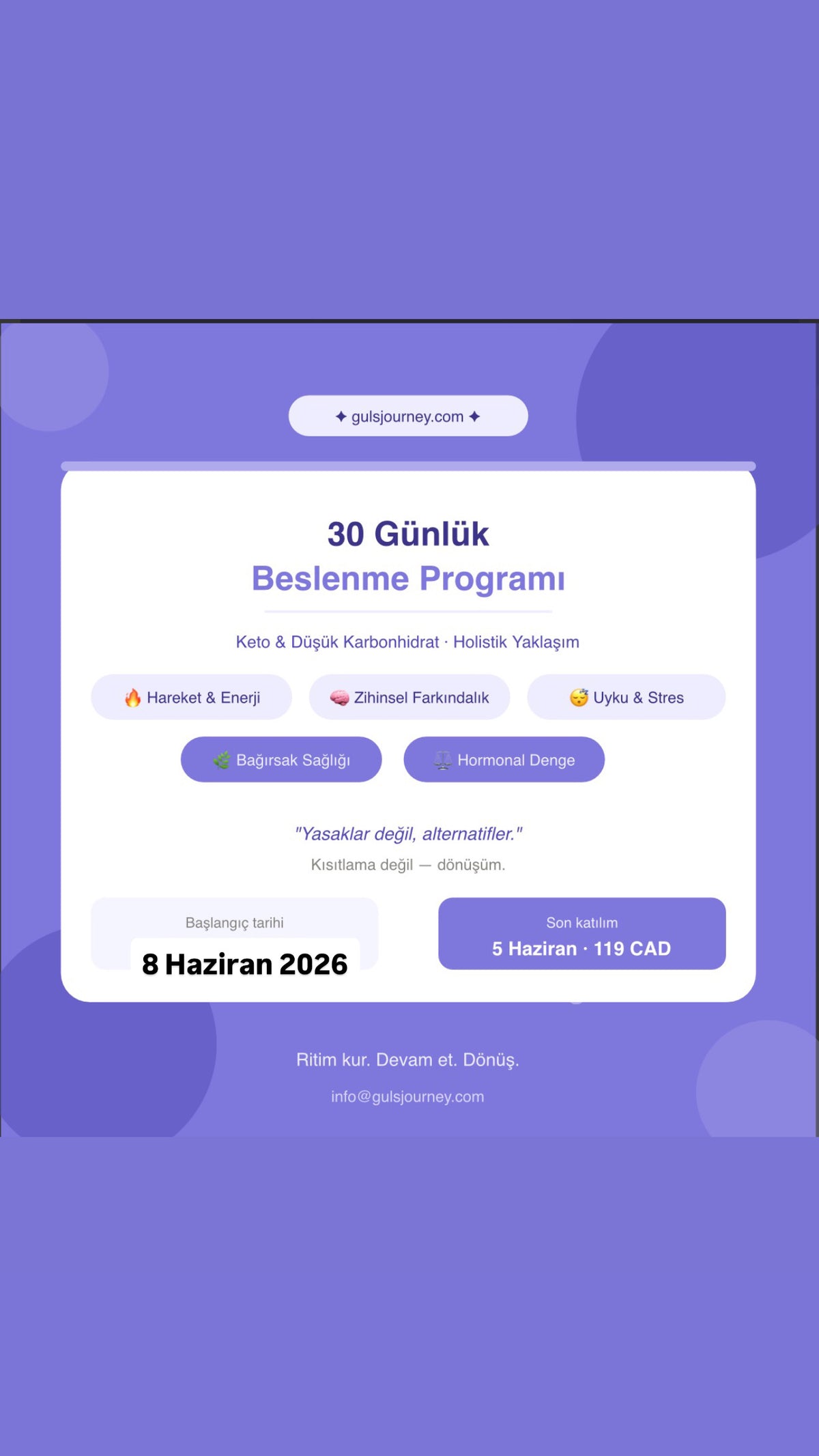 Online beslenme programı|30 Gün